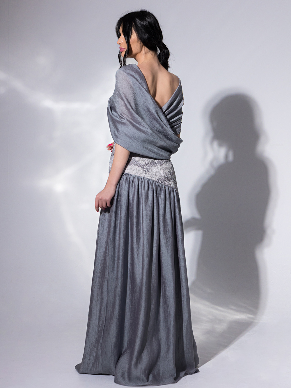 Gray Layali Dress - Mores Couture Gray Layali Dress - Image 4